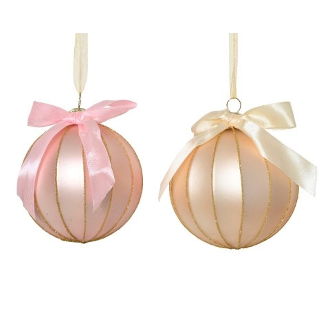 SFERE VETRO GLITTER FIOCCO D.10 2 ASSORTITI